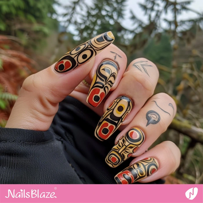 Haida Gwaii Neutral Nails Design | Tribal Nails - NB4599